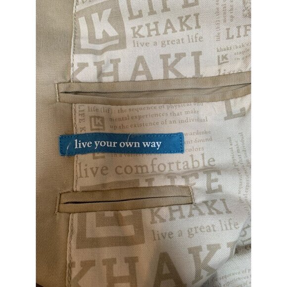 Life Khaki Mens Beige Blazer Jacket L Cotton & Polyester Blend - Picture 6 of 6